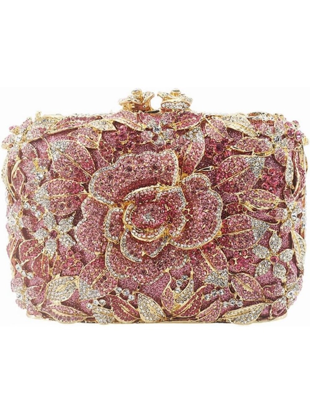 Elegant Rhinestone Flower Clutch Purse - Crystal Evening Bag for Women